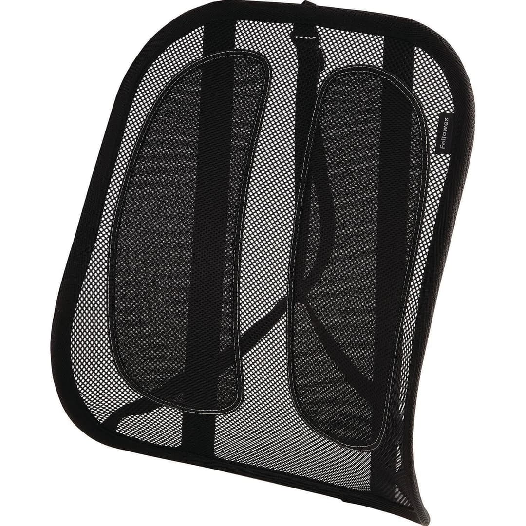 Fellowes Office Suites Mesh Back Support Ergonomic  Comfortable  Adjustable Strap  Ventilation  Tri-Tachment Structure - Strap Mount - 17.3  x 5.6  x 20.2  - Black - Image 4