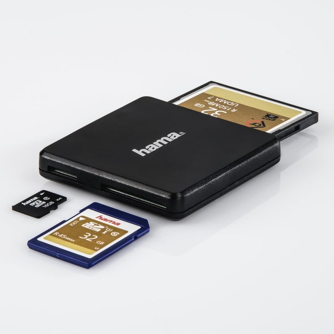 Hama USB 3.0 Multi-Card Reader, SD/microSD/CF - Black - Image 4