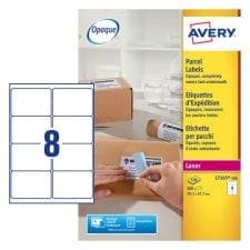Avery L7165-100 Parcel Labels 99.1 x 67.7mm 100 Sheets - 8 Labels per Sheet, 800 Labels