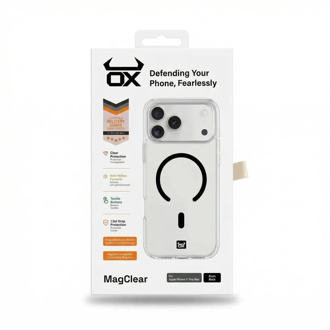 OX MagClear MagSafe Case for Apple iPhone 17 Pro – Black - Image 1