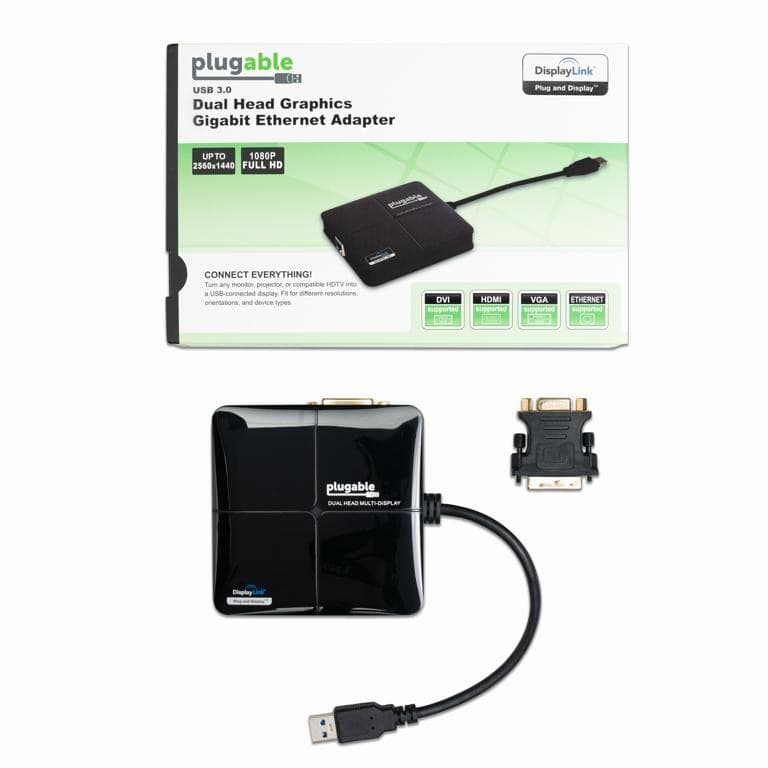 Plugable Technologies USB 3.0 Universal Mini Laptop Docking Station for Windows and Mac (Dual Video HDMI and DVI/VGA, Gigabit Ethernet) - Image 4