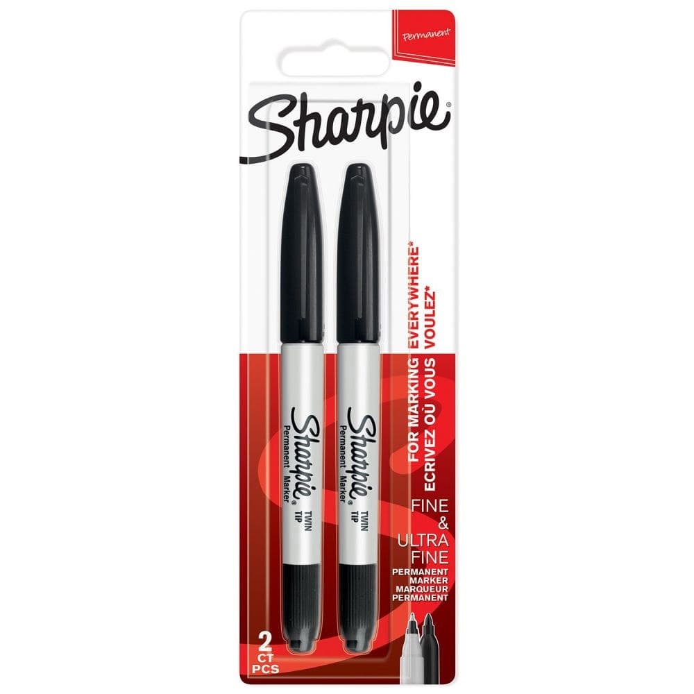 Sharpie Permanent Marker Pack of 12 Twin packs Black Twin Tip Permanent Markers - Image 1