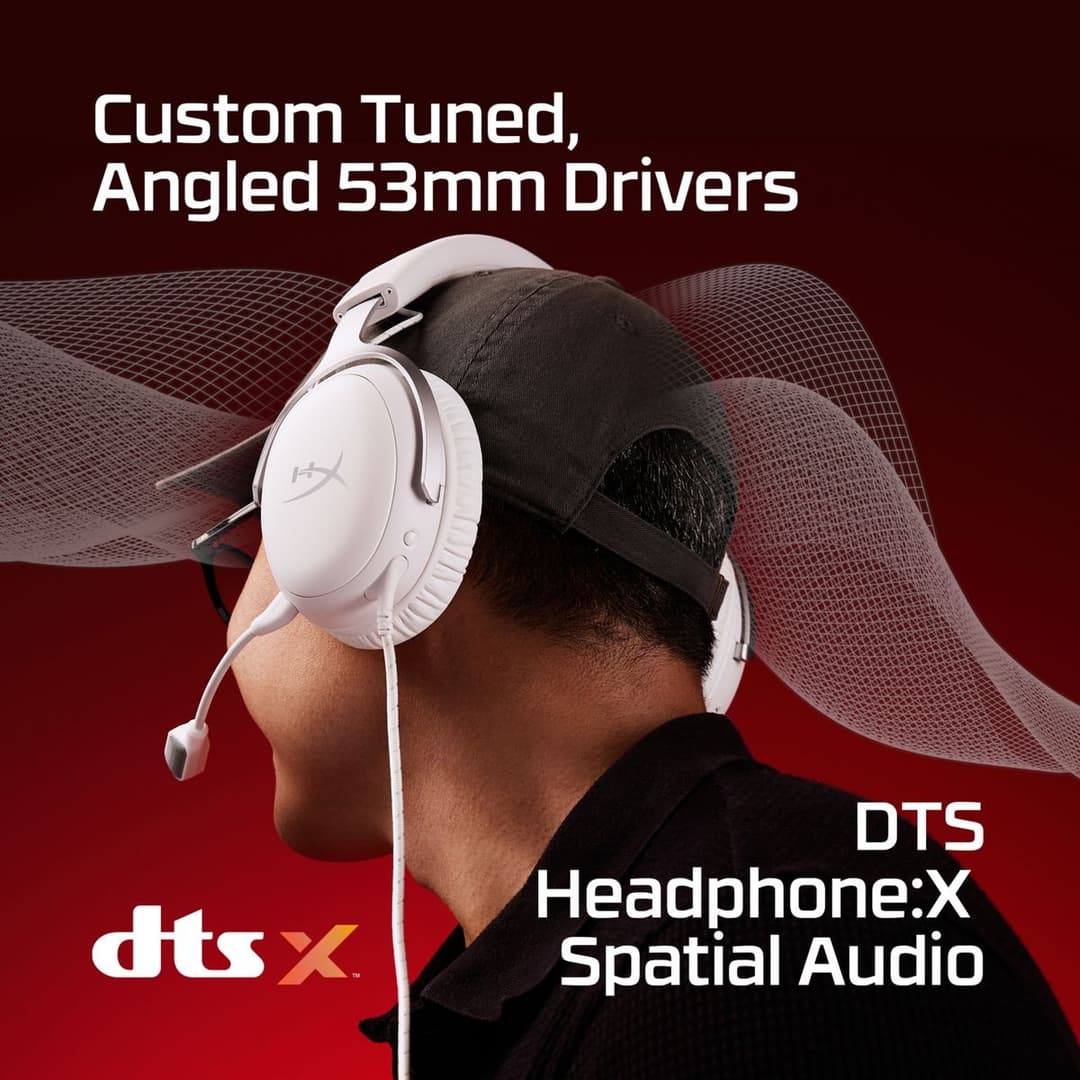 HyperX Cloud III Wired Gaming Headset, 3.5mm / USB-C / USB-A - White - Image 3