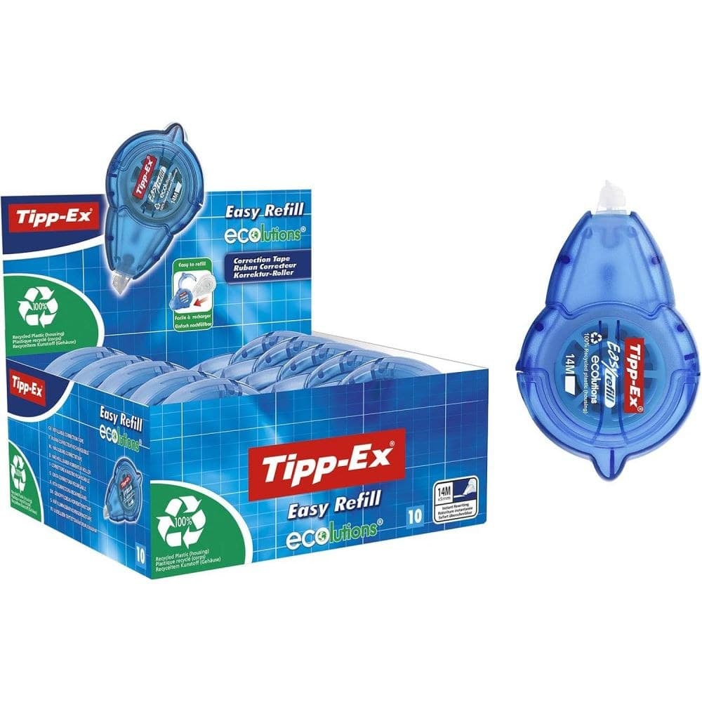 Tipp-ex Pack of 10 Ecolutions Easy Refill Correction Tape Roller 5mmx14m - Image 1