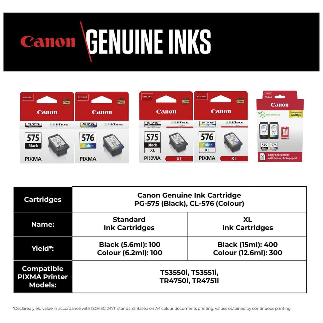 Canon CL-576 Colour Ink Cartridge - Genuine Printer Ink Cartridge - Compatible with Canon PIXMA Printers - Image 2