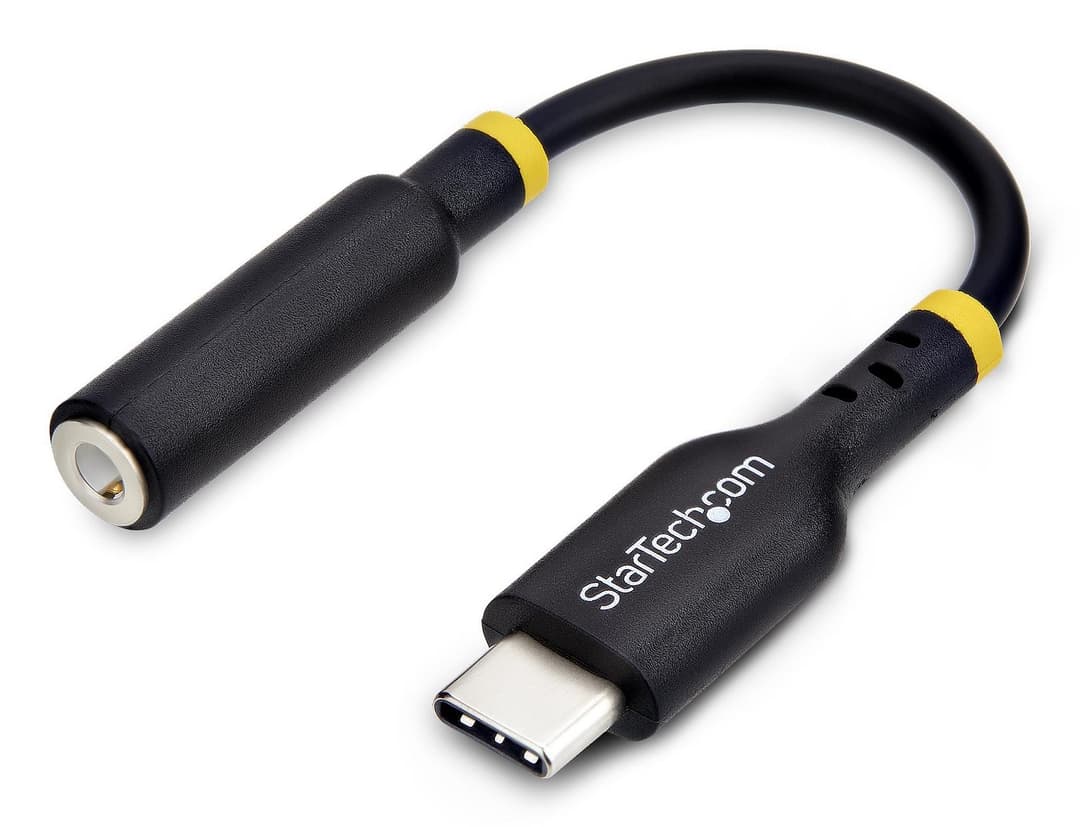 StarTech.com 5in (12.7cm) USB-C to 3.5mm TRRS Headphone/Headset Jack Audio Adapter, USB Type-C Aux Dongle, 32-bit DAC, Supports USB-C/Thunderbolt, Laptop/Phone/Tablet - Image 1