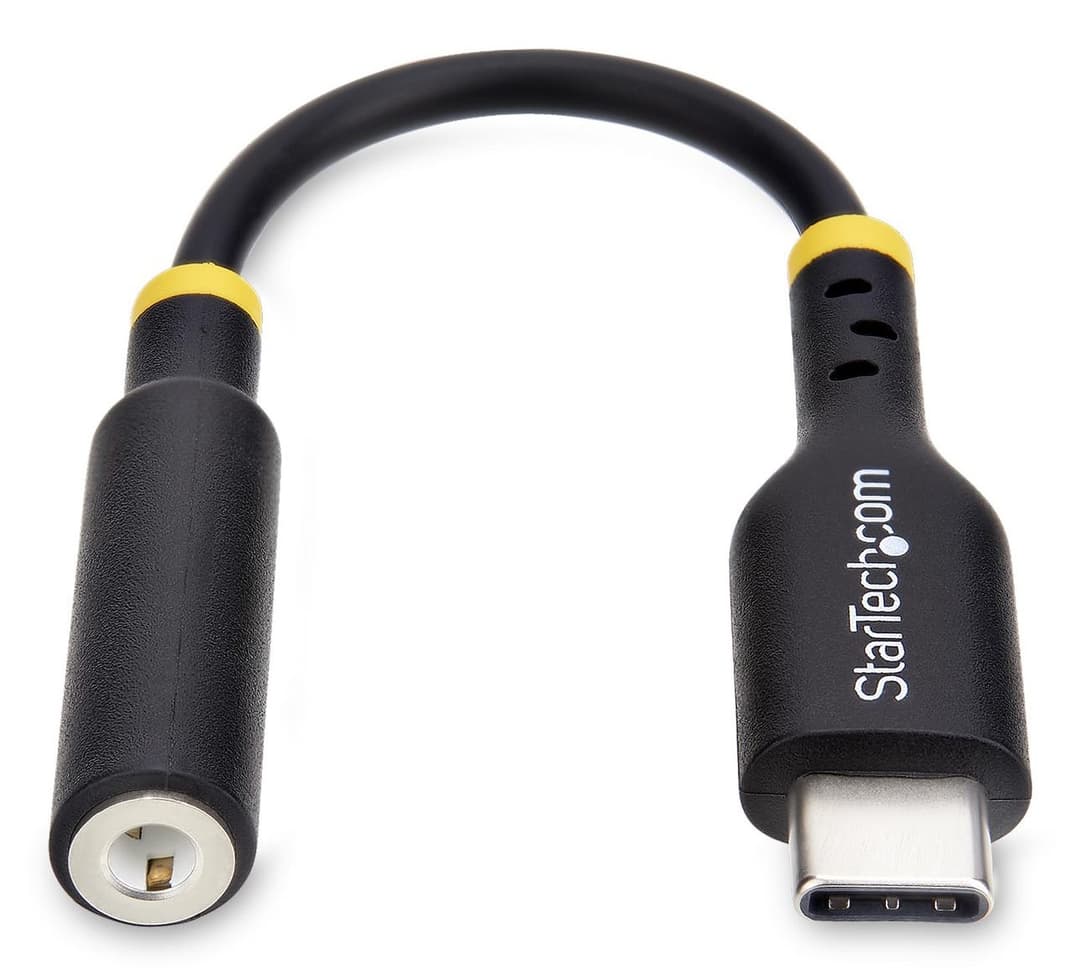 StarTech.com 5in (12.7cm) USB-C to 3.5mm TRRS Headphone/Headset Jack Audio Adapter, USB Type-C Aux Dongle, 32-bit DAC, Supports USB-C/Thunderbolt, Laptop/Phone/Tablet - Image 2