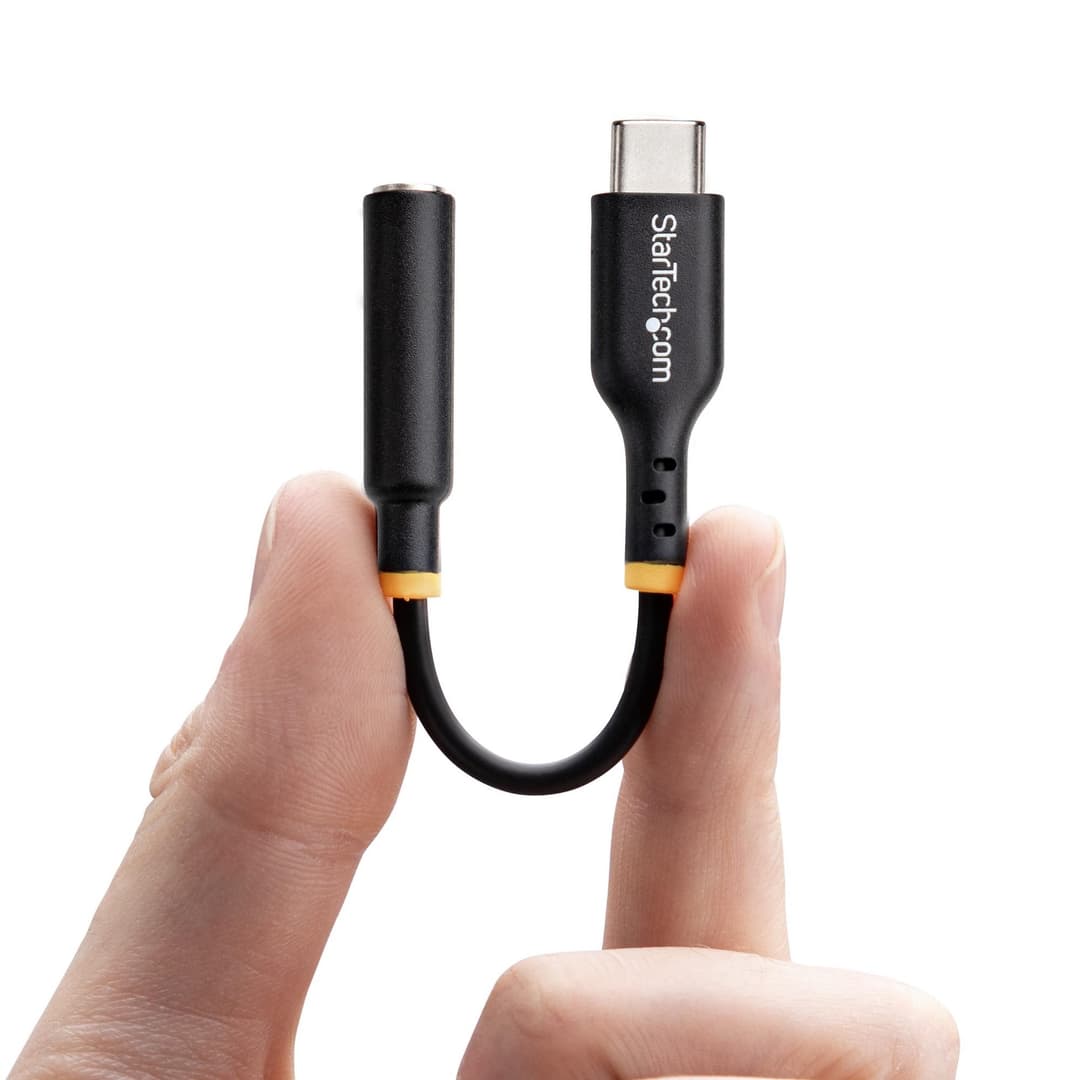 StarTech.com 5in (12.7cm) USB-C to 3.5mm TRRS Headphone/Headset Jack Audio Adapter, USB Type-C Aux Dongle, 32-bit DAC, Supports USB-C/Thunderbolt, Laptop/Phone/Tablet - Image 4