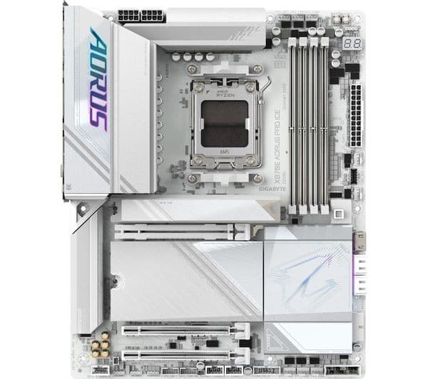 GIGABYTE X870E AORUS PRO ICE AMD X870E ATX Socket AM5 DDR5 Motherboard - White - Image 1