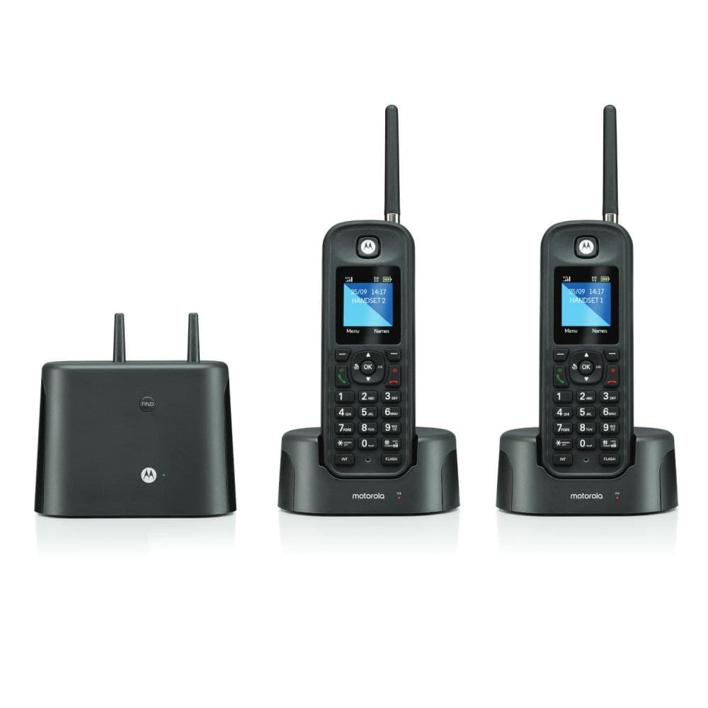 Motorola O202 Twin Rugged Long Range DECT Cordless Phone - IP67, 2 Handsets