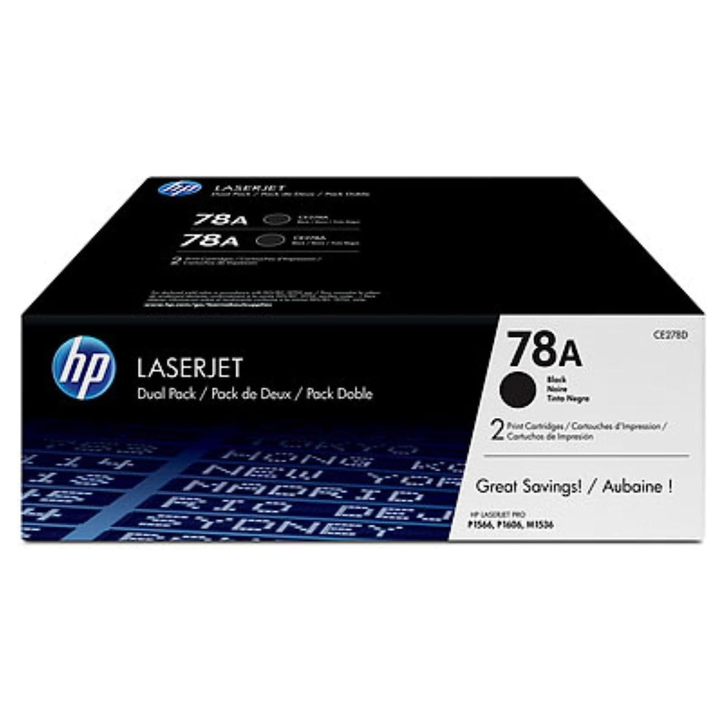 HP CE278AD 78A Original LaserJet Toner Cartridges Dual Pack - Black (2 x 2100 Pages)