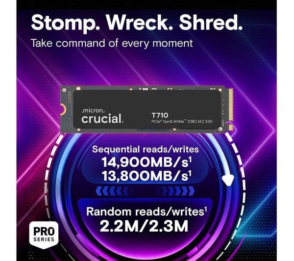 Crucial T710 1 TB PCIe Gen5 NVMe M.2 2280 Internal SSD - Image 2