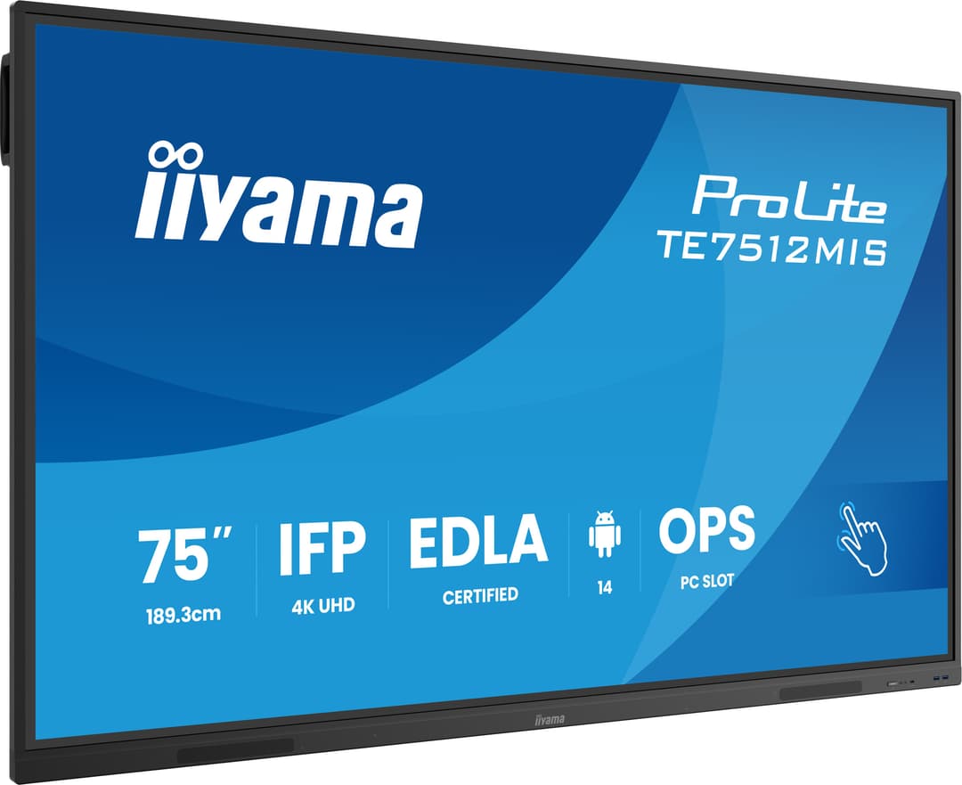iiyama TE7512MIS-B4AG Signage Display Kiosk design 190.5 cm (75") LCD Wi-Fi 400 cd/m² 4K Ultra HD Black Touchscreen Built-in processor Android 24/7 - Image 1
