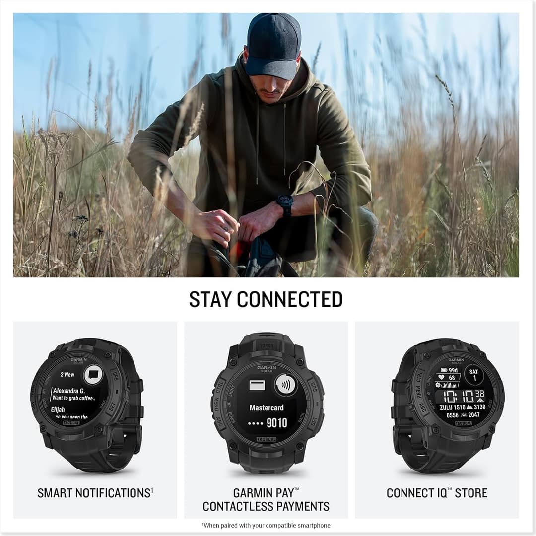 Garmin Instinct 3 Tactical Edition Solar Smartwatch 45mm Black - Image 4