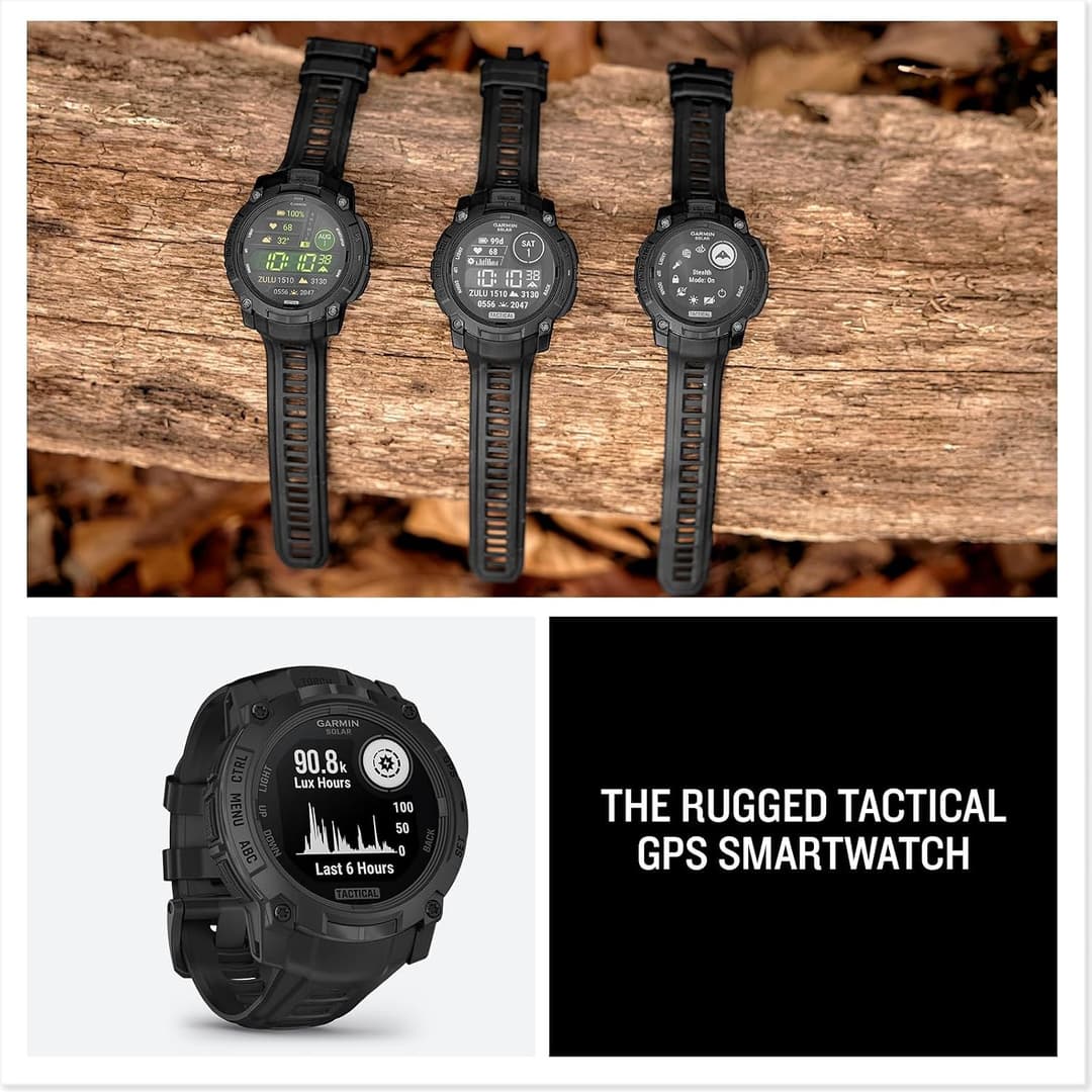 Garmin Instinct 3 Tactical Edition Solar Smartwatch 45mm Black - Image 8