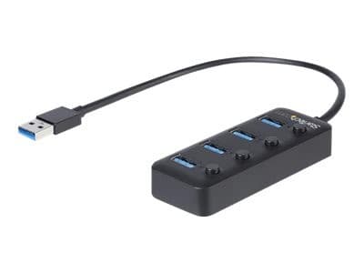StarTech HB30A4AIB 4-Port USB 3.0 Hub USB-A 5Gbps Bus-Powered with Individual On/Off Switches 25cm Attached Cable Black - Image 3