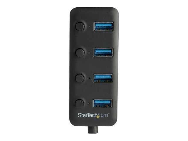 StarTech HB30A4AIB 4-Port USB 3.0 Hub USB-A 5Gbps Bus-Powered with Individual On/Off Switches 25cm Attached Cable Black - Image 5