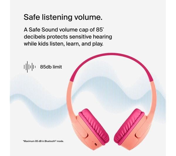 Belkin SoundForm Mini Wireless On-Ear Kids Headphones - Pink - Image 2