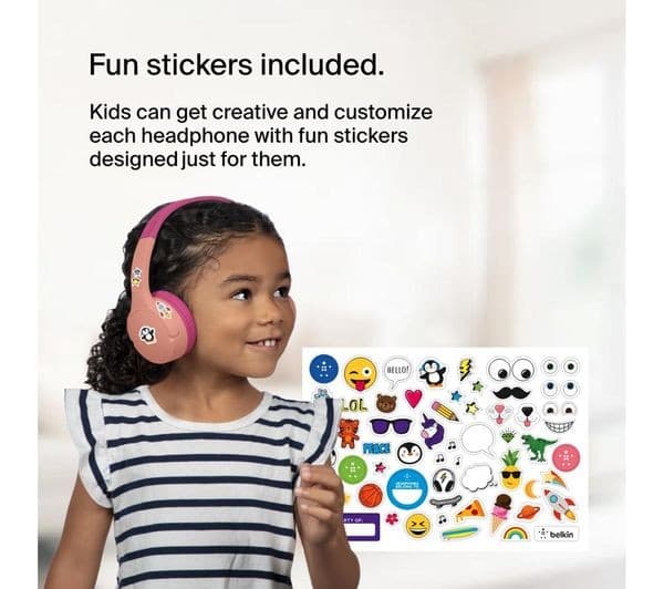 Belkin SoundForm Mini Wireless On-Ear Kids Headphones - Pink - Image 8