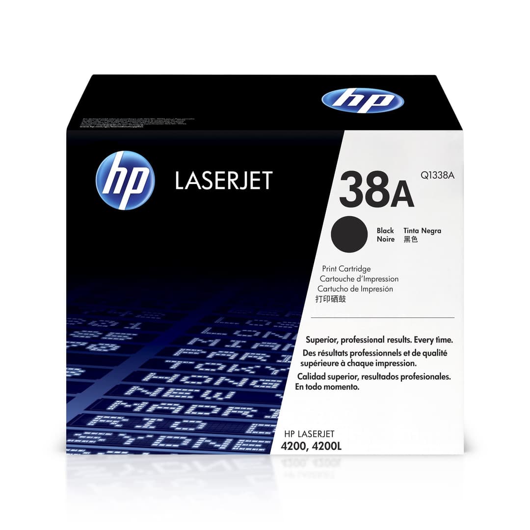 HP Q1338A 38A Original LaserJet Toner Cartridge - Black - 12,000 Pages - LaserJet 4200 Series - Image 1