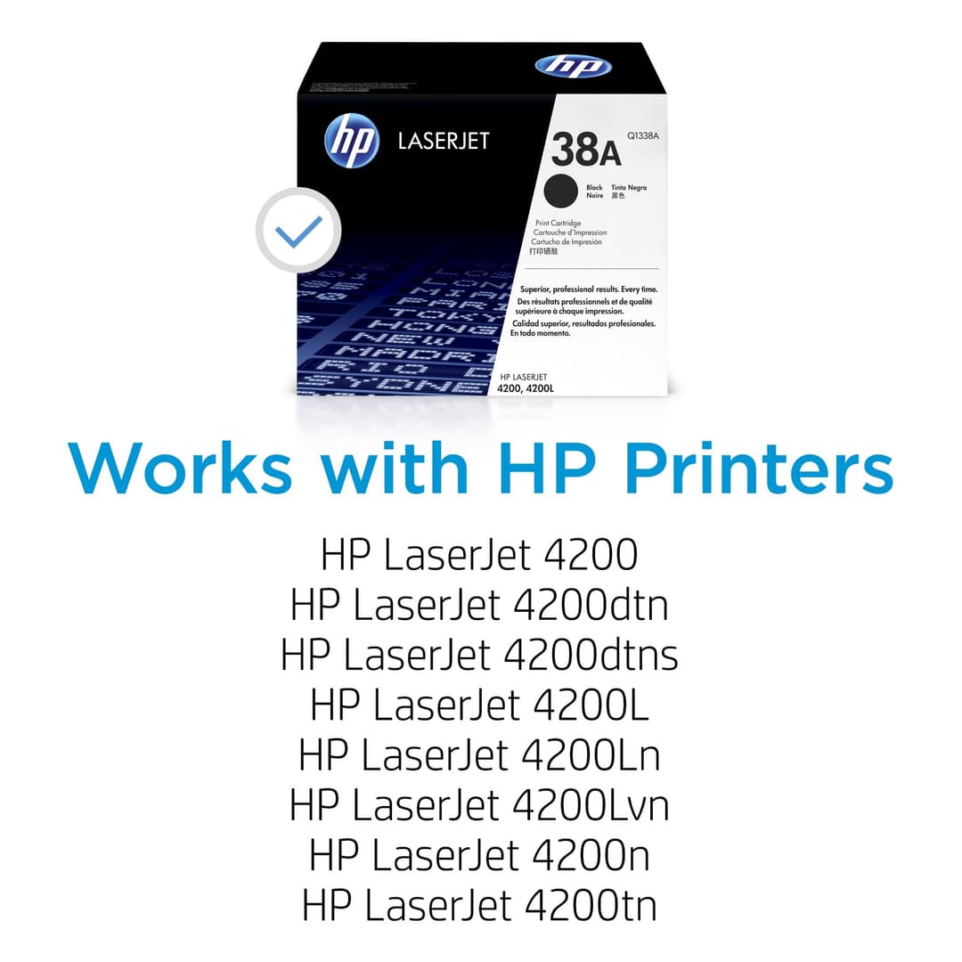HP Q1338A 38A Original LaserJet Toner Cartridge - Black - 12,000 Pages - LaserJet 4200 Series - Image 2