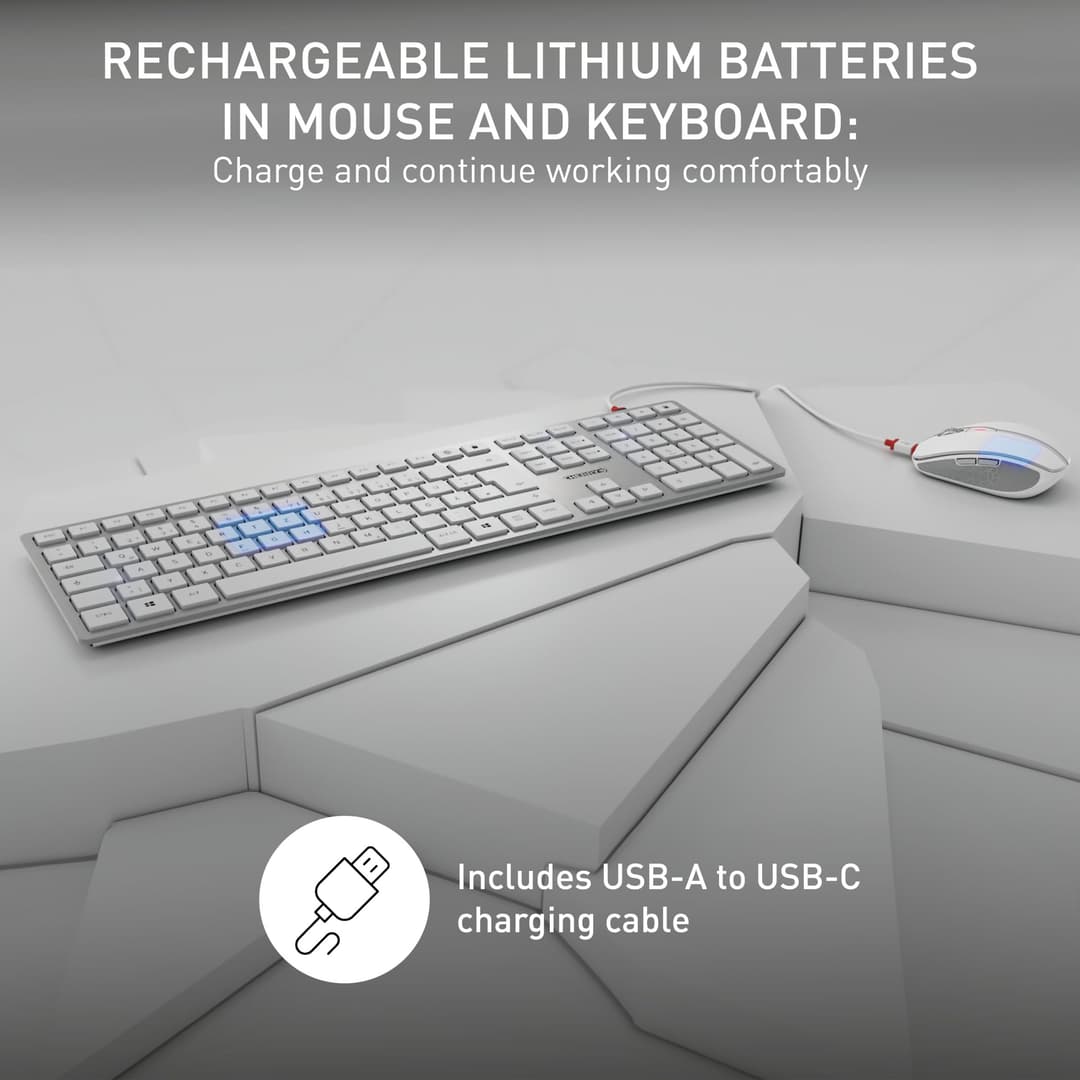 CHERRY DW 9100 Slim Wireless Desktop Set - Silver/White - Image 3