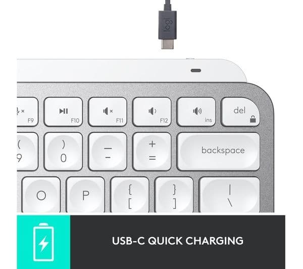 Logitech MX Keys Mini Wireless Illuminated Keyboard - Pale Grey, UK Layout - Image 9