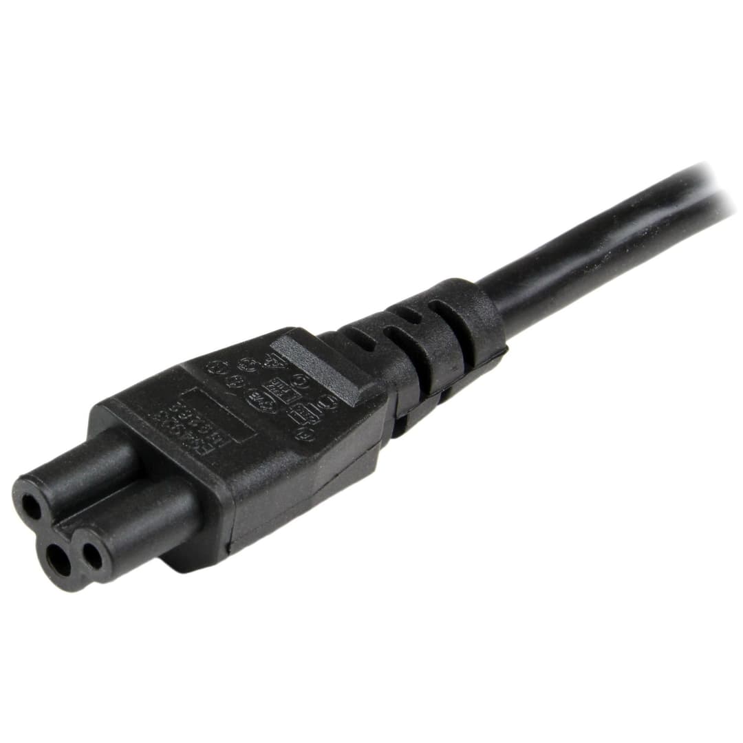 StarTech.com 1m (3ft) Laptop Power Cord, EU Schuko to C5, 2.5A 250V, 18AWG, Notebook / Laptop Replacement AC Cord, Power Brick Cord, Laptop Charger Cable, Clover Leaf/Mickey Mouse Power Cord - Image 3