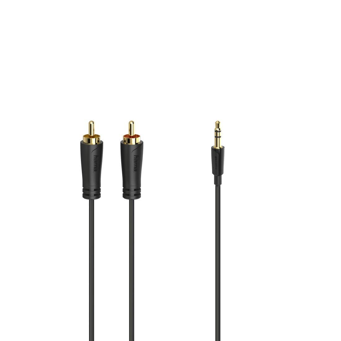 Hama 00205260 Audio Cable, 3.5mm Jack Plug to 2 x RCA Plugs, Gold-Plated, 1.5 m, Black