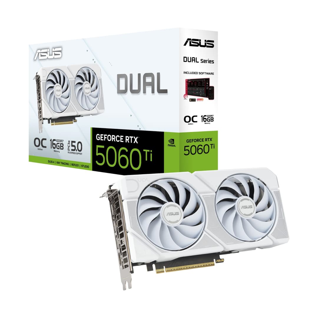 ASUS Dual GeForce RTX 5060 Ti OC Edition 16GB GDDR7 Graphics Card - White - Image 1