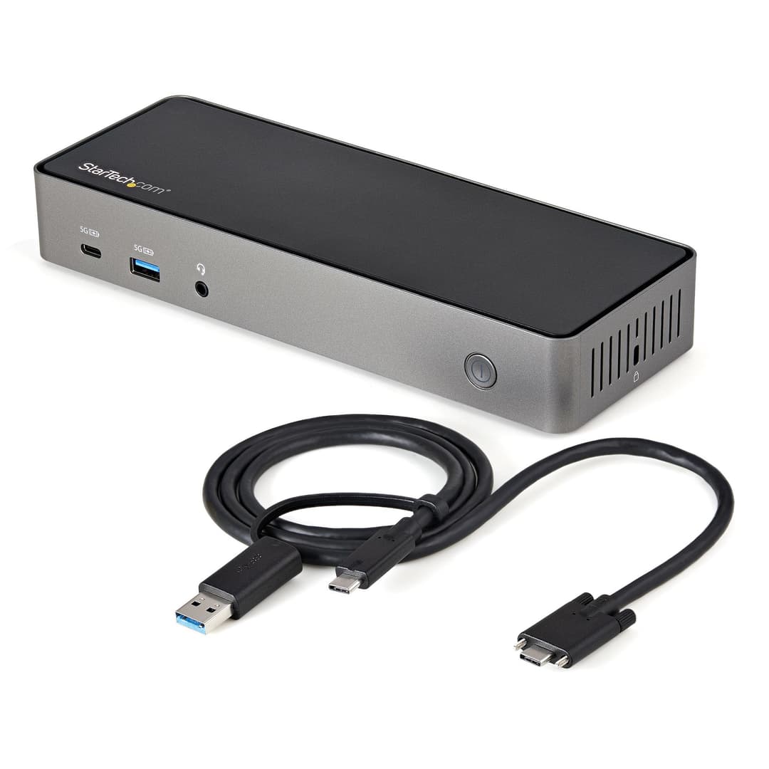 StarTech.com USB-C & USB-A Dock - Hybrid Universal Triple Monitor Laptop Docking Station DisplayPort & HDMI 4K 60Hz - 85W Power Delivery, 6x USB Hub, GbE, Audio - USB 3.1 Gen 2 10Gbps - TAA - Image 1