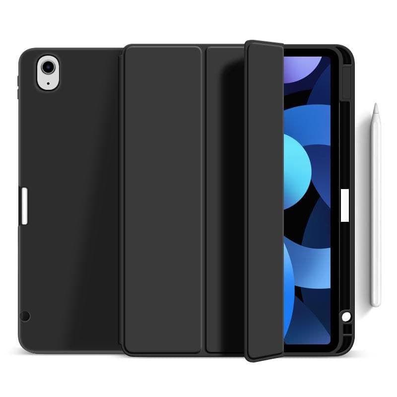 eSTUFF MIAMI Pencil Case for iPad Air 10.9 (5th Gen 2022 / 4th Gen 2020) - Folio Cover with Apple Pencil Charging Slot, PU Leather Front, Soft TPU Back, Black
