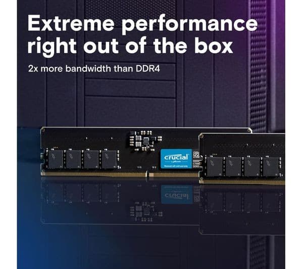 CRUCIAL DDR5 4800 MHz CL40 PC RAM - 32 GB (1 x 32 GB) (CT32G48C40U5) - Image 2