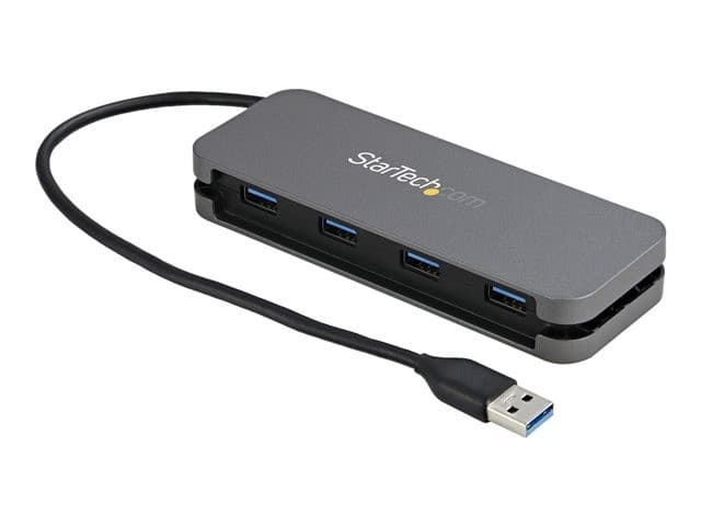 StarTech.com 4 Port USB 3.0 Hub, 4x USB-A, 5Gbps Laptop/Desktop USB Type-A Hub, USB Bus Powered, 11" Long Cable with Cable Management (HB30AM4AB) - hub - 4 ports - Image 1