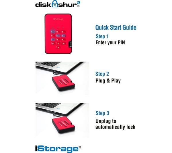 iStorage diskAshur DT2 1TB 256-bit Hardware-Encrypted External Hard Drive - Graphite - Image 6