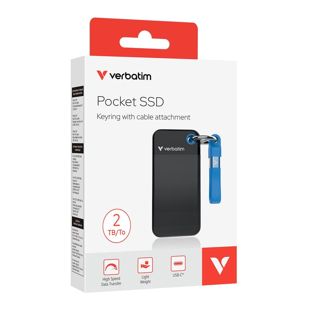 Verbatim Pocket SSD USB 3.2 Gen 2 2TB Black/Blue - Image 2