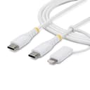 StarTech.com 1m (3ft) 2-in-1 Rugged USB-C Charging Cable with Lightning Adapter, 30W/60W (3A), Apple MFi Certified, Braided USB C Charger Cord for iPhone/iPad/Android thumbnail 1
