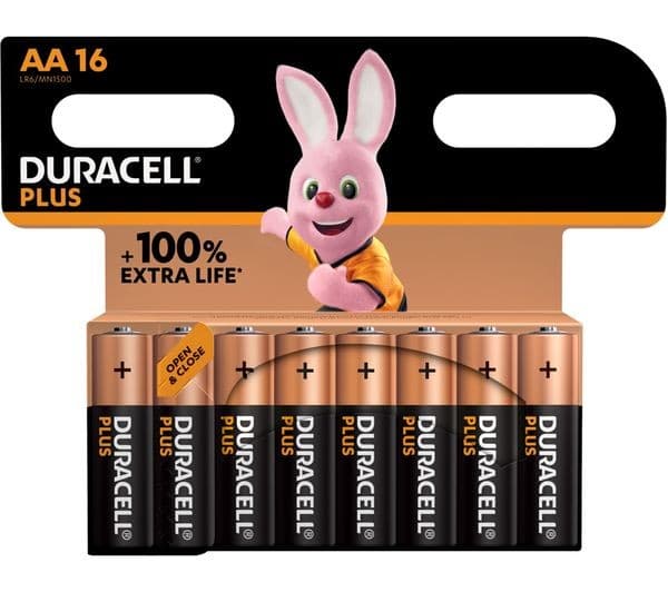 DURACELL Plus AA Alkaline Batteries - Pack of 16