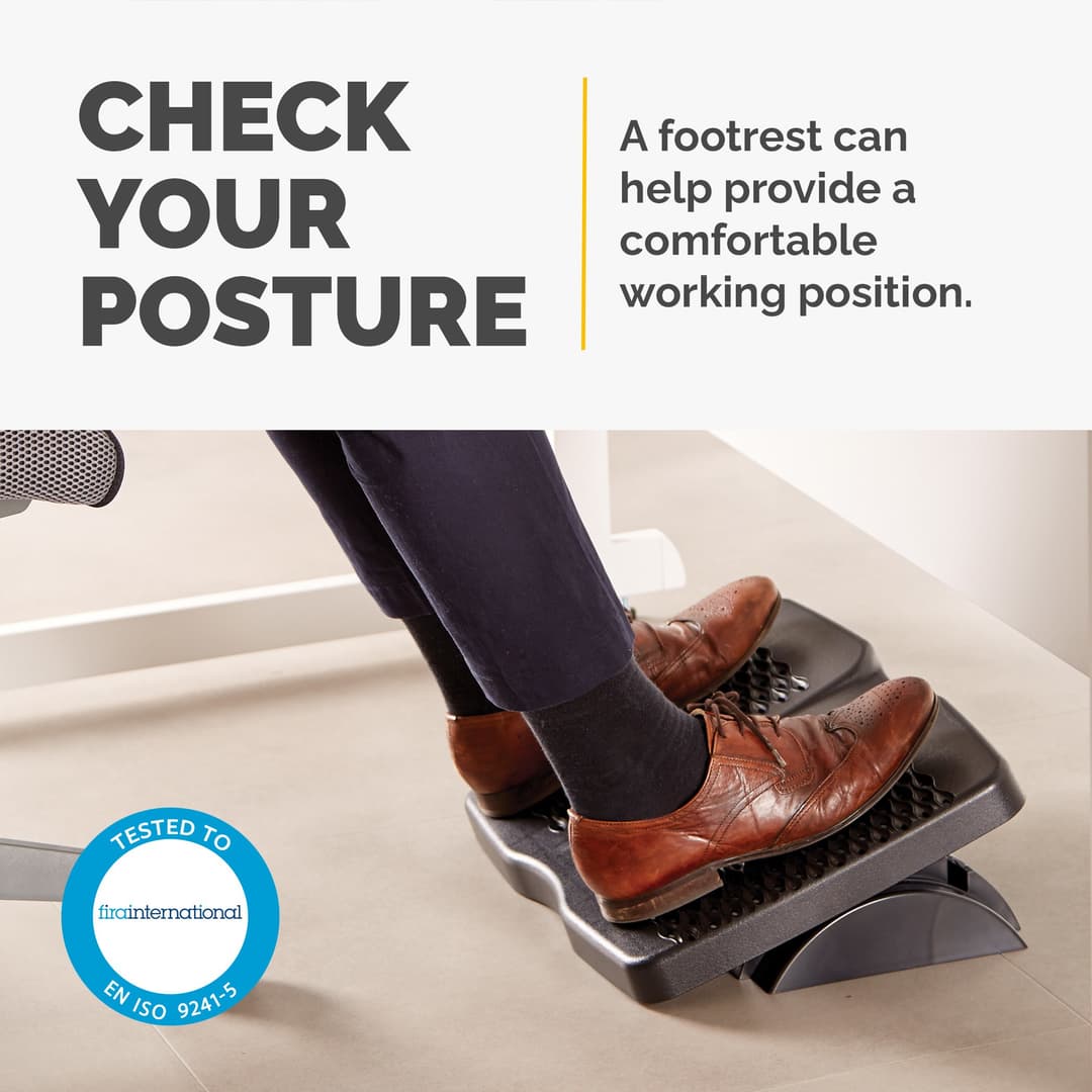 Fellowes Foot Rest Under Desk - Refresh Foot Support Ergonomic Foot Rest with 2 Height Adjustments & Massage Surface - Foot Rest Stool for Office & Home - Black - Image 2