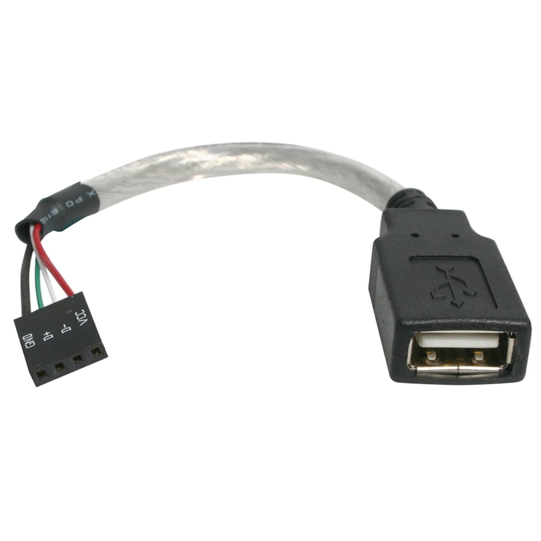 StarTech.com 6in USB 2.0 Cable - USB A Female to USB Motherboard 4 Pin Header F/F - Image 1
