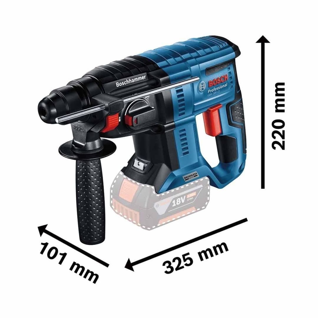 Bosch Professional GBH 18V-21 Cordless Rotary Hammer - Blue - Image 4