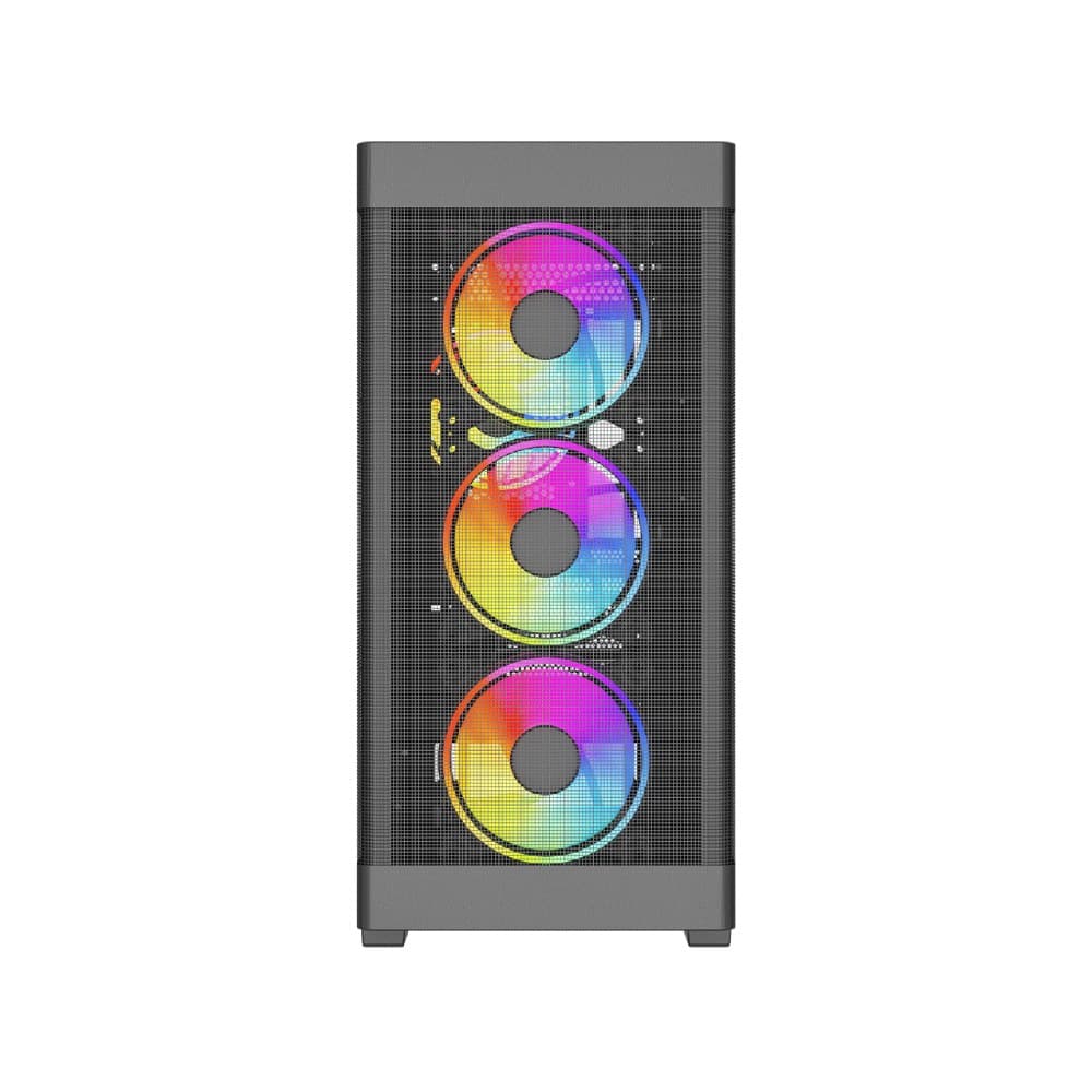 Vida Zephyr V2 Micro-ATX ARGB Tempered Glass Gaming PC Case with 4 x 120mm ARGB Fans - Black - Image 2