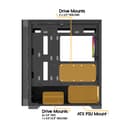 Vida Zephyr V2 Micro-ATX ARGB Tempered Glass Gaming PC Case with 4 x 120mm ARGB Fans - Black thumbnail 9
