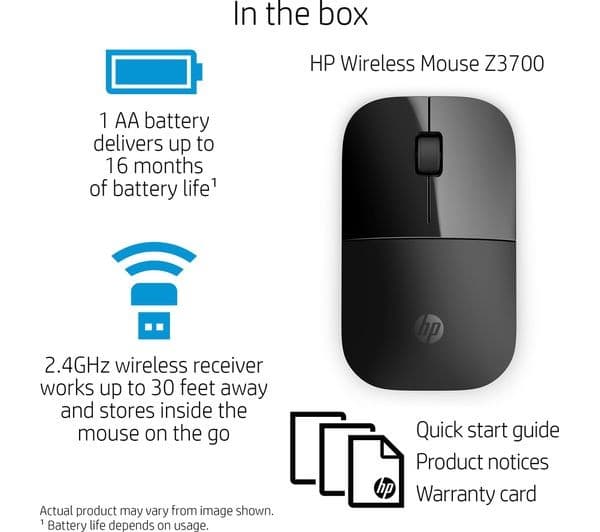 HP Z3700 Wireless Optical Mouse - Black - Image 6