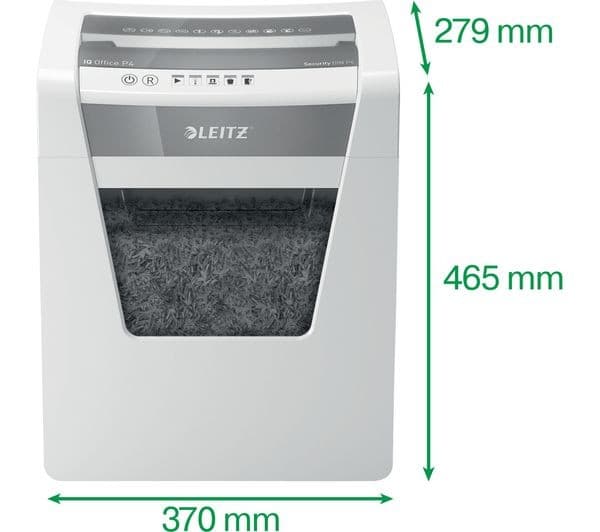 LEITZ IQ Office P4 Cross Cut Paper Shredder - 15 Sheet, 23 Litre Bin - Image 3