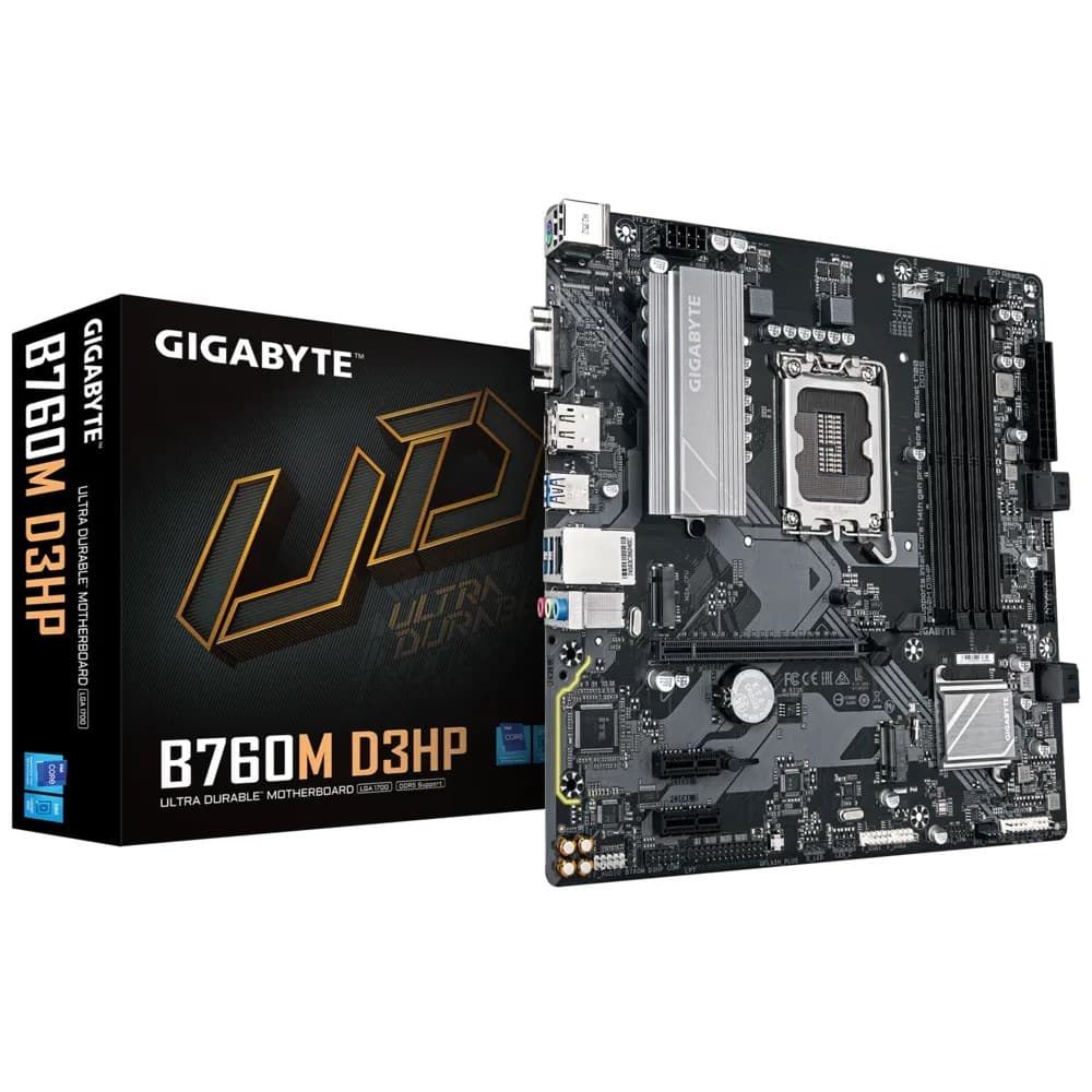 GIGABYTE B760M D3HP Intel B760 Micro-ATX LGA 1700 Motherboard - Supports Intel Core 14th/13th/12th Gen CPUs, 4+1+1 Phases VRM, up to 5600MHz DDR5, 2xPCIe 4.0 M.2, GbE LAN, USB 3.2 Gen 1 - Image 2