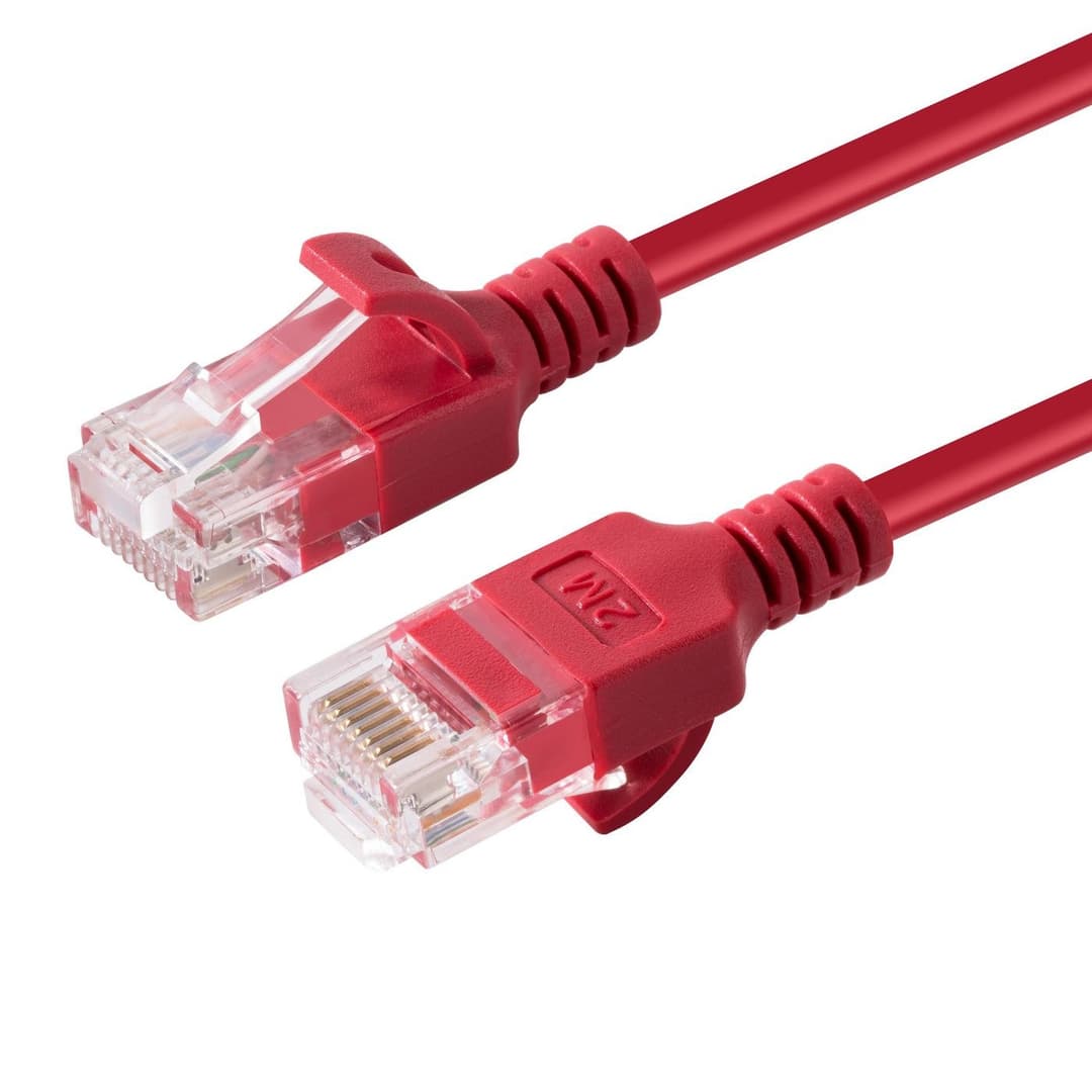 Microconnect V-UTP6A05R-SLIM U/UTP CAT6A Slim Network Cable 5M Red - Image 1