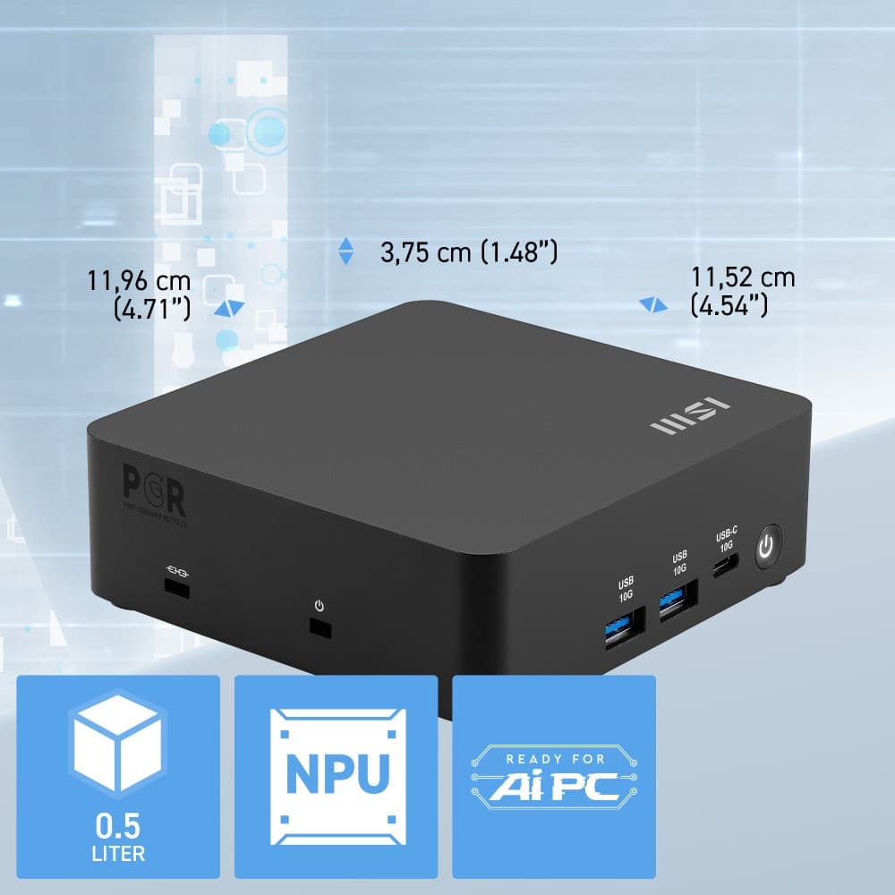 MSI Cubi NUC AI 1UMG Barebone SFF Mini Desktop PC - No RAM, No Storage, No OS - Intel Core Ultra 7 155H - Image 6