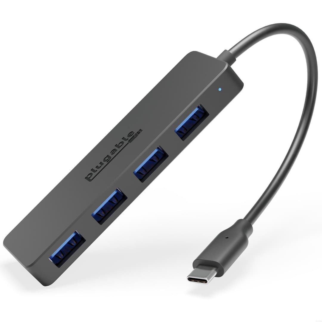 Plugable Technologies USB C to USB Adapter Hub, 4 Port USB 3.0 Hub, USB Splitter for Laptop, Compatible with Windows, MacBook Pro/Air, iPad Pro, Surface Pro, Chromebook, Linux, Android, Charging Not Supported - Image 1