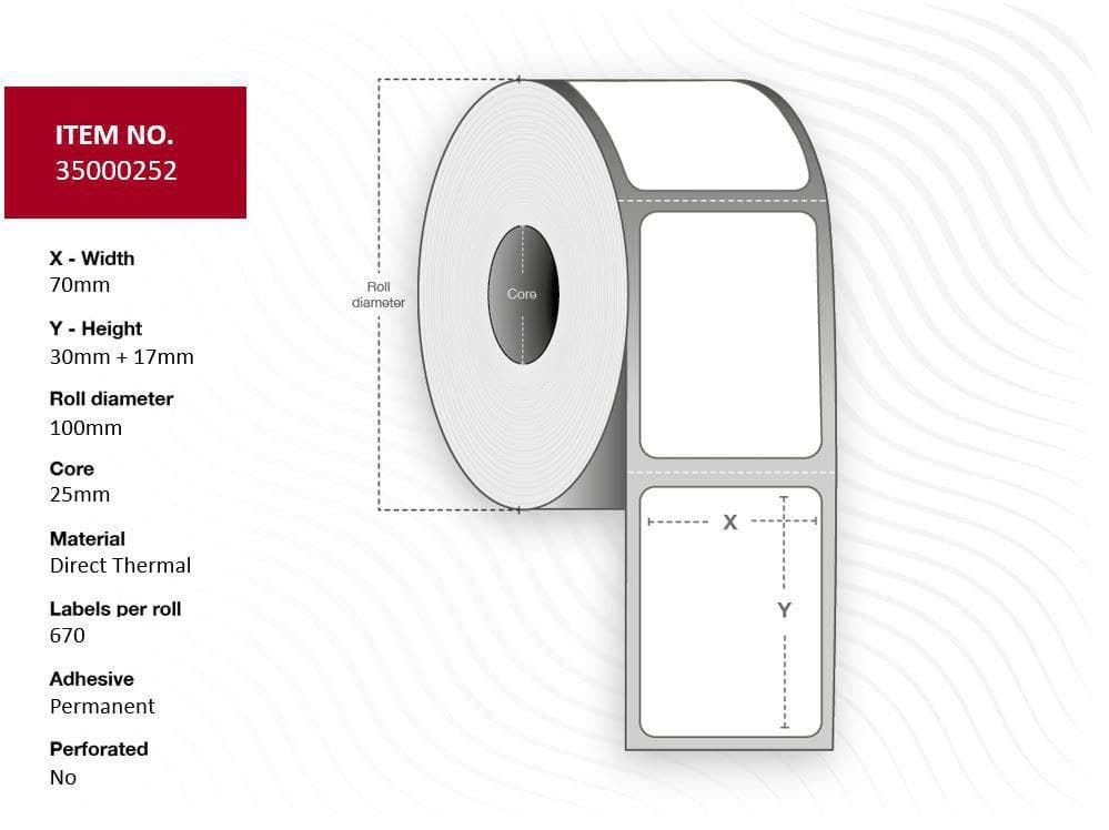 Label 70x30x17 - Core 25.